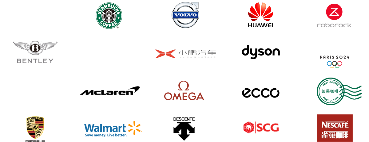 合作伙伴 寶馬 BMW 星巴克 沃爾沃 VOLVO 華為 石頭科技 Roborock 賓利 GUCCI 小鵬汽車(chē) 戴森 dyson 奧運(yùn)會(huì) 阿斯頓·馬丁 邁凱倫 OMEGA ecco 郵局咖啡 保時(shí)捷 沃爾瑪 迪桑特 SCG 雀巢咖啡